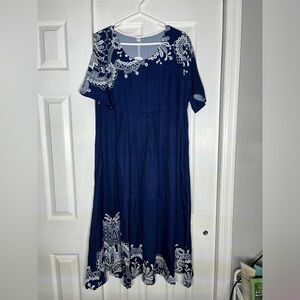 NWT Navy Dress with white floral accents